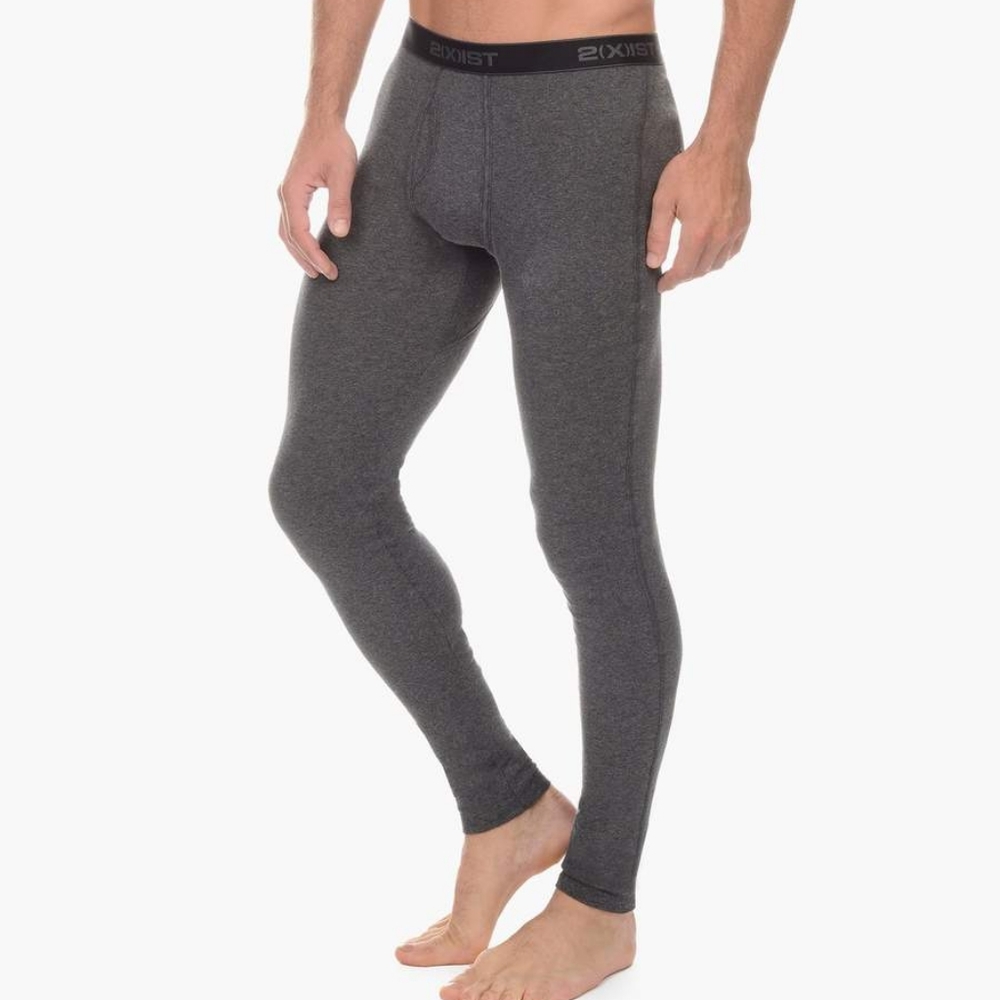 2xist Essential Cotton Long John Charcoal Underwear Mens Gray LG Large Warm New